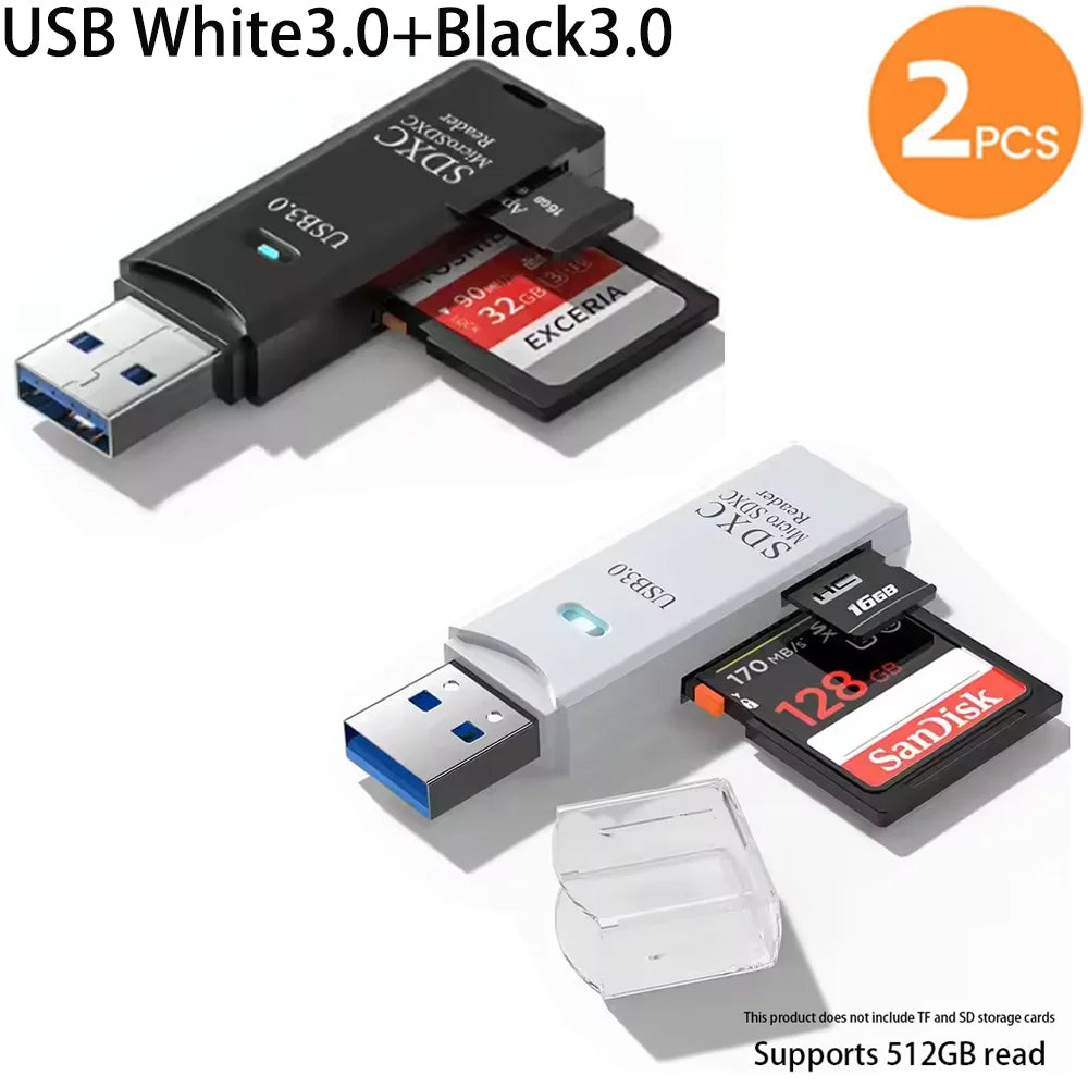 2-in-1 Multi Functional USB 3.0 Card ReaderMicro SD TFMemoryCardReaderUSBFlashDrive CardreaderAdapter For PCLaptops Accessories
