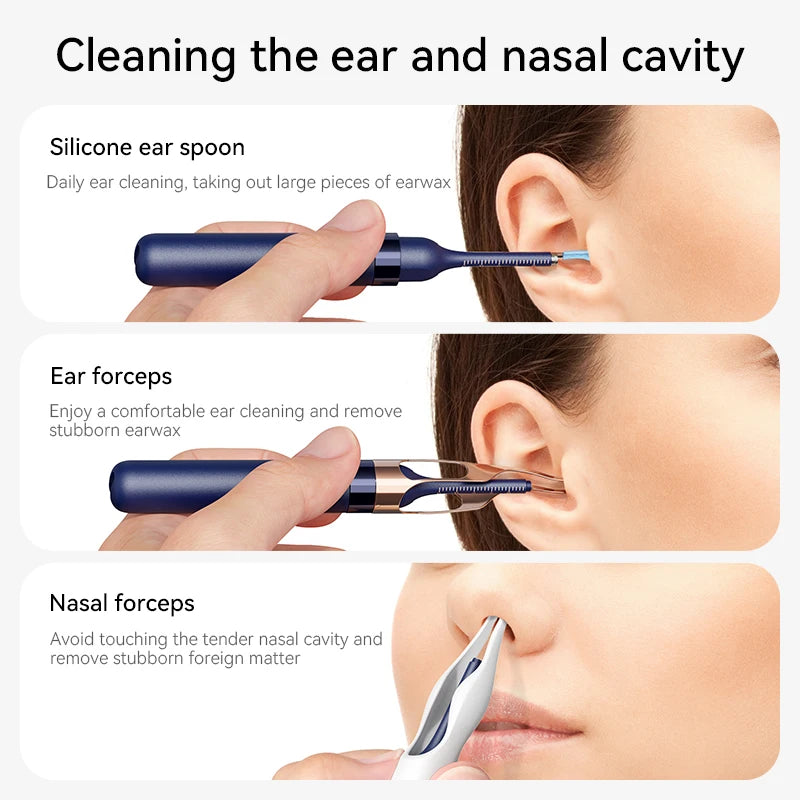 Ear Wax Removal Tool with 1000w Pixel camera Ear Cleaning Tweezers with 12 Ear Spoons Suitable for All Mobile Phone Ear Cleaners