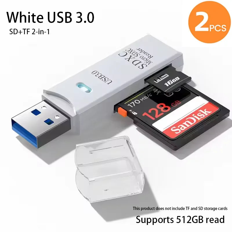 2-in-1 Multi Functional USB 3.0 Card ReaderMicro SD TFMemoryCardReaderUSBFlashDrive CardreaderAdapter For PCLaptops Accessories