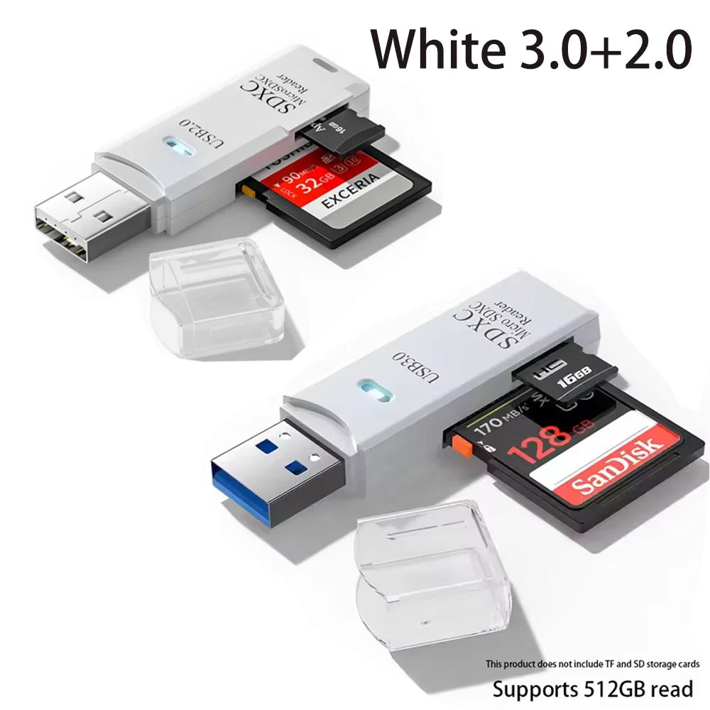 2-in-1 Multi Functional USB 3.0 Card ReaderMicro SD TFMemoryCardReaderUSBFlashDrive CardreaderAdapter For PCLaptops Accessories