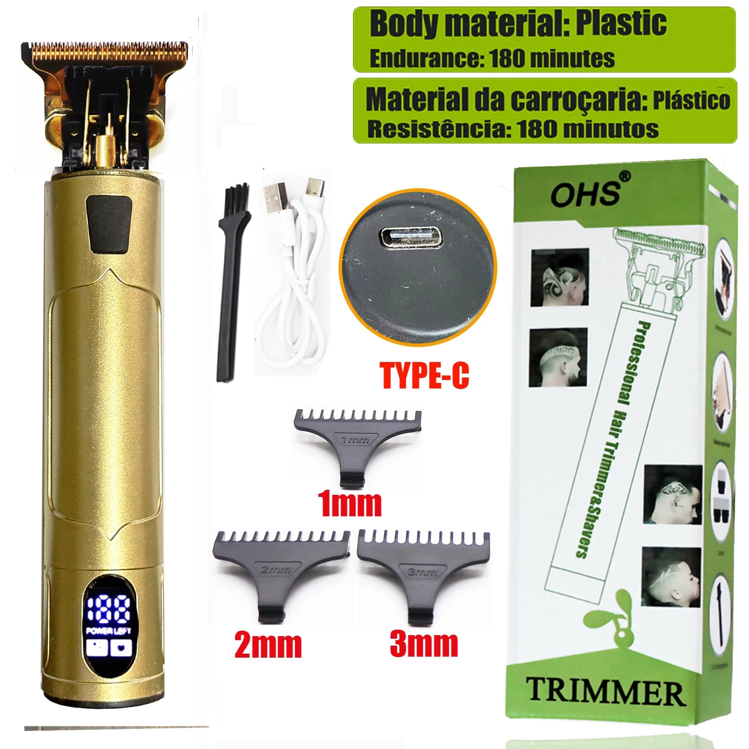 OHS Rechargeable  Vintage T9 Cordless Hair Cutting Machine Electric Shaver For Man Hair Clipper Barber Trimmer Beard Razors