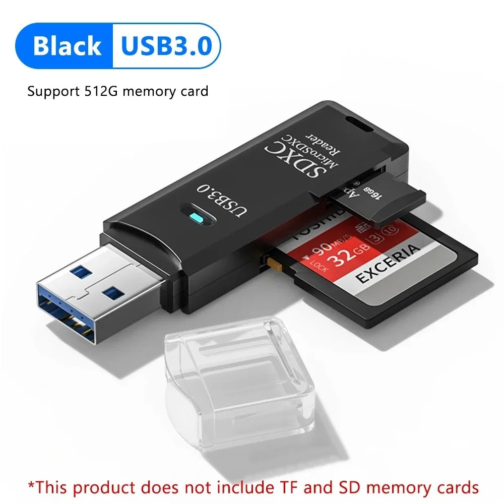 2-in-1 Multi Functional USB 3.0 Card ReaderMicro SD TFMemoryCardReaderUSBFlashDrive CardreaderAdapter For PCLaptops Accessories