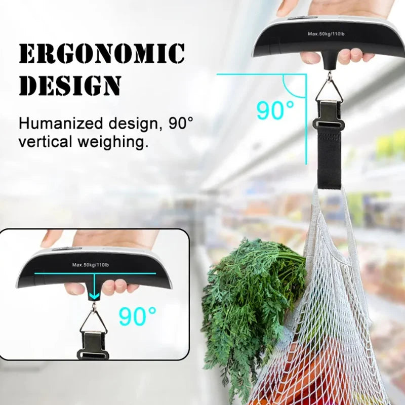 Portable handheld hanging scale.Luggage weight scale 110 lb/50kg electronic luggage travel weighing.Does not include the battery