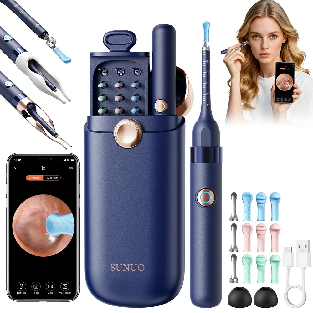 Ear Wax Removal Tool with 1000w Pixel camera Ear Cleaning Tweezers with 12 Ear Spoons Suitable for All Mobile Phone Ear Cleaners