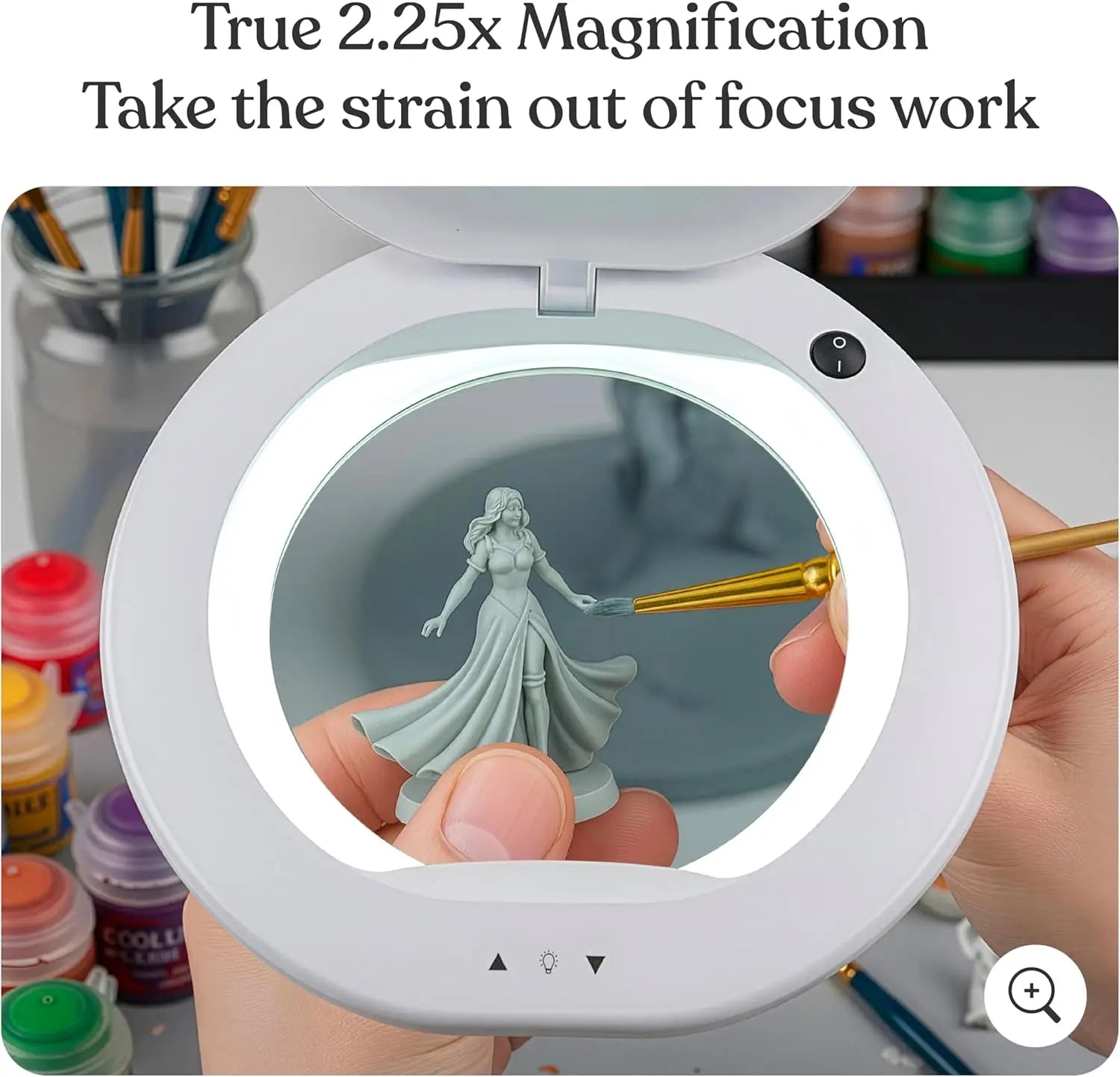 Magnifying Floor Lamp with LED Light and 6-Wheels for Crafts, Reading, and Close Work